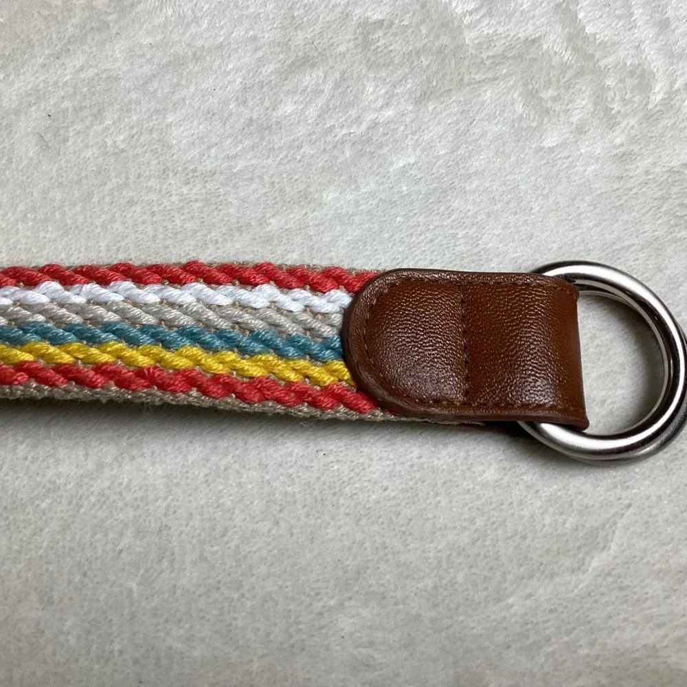 Reversible O-Ring Belt Rainbow Stripe Khaki Canvas‎ RLJ8300998L Large